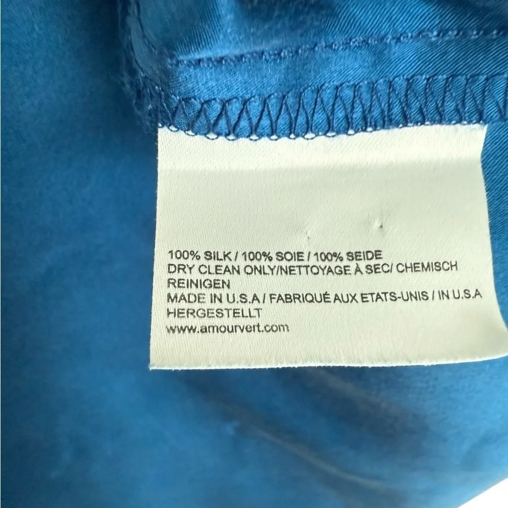 Amour Vert Blue Orchidee Silk Mini Dress Size Small - Picture 7 of 9